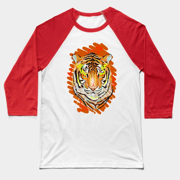 Freehand drawing of a tiger vector colorful illustration. Year of the tiger. Baseball T-Shirt by Razym